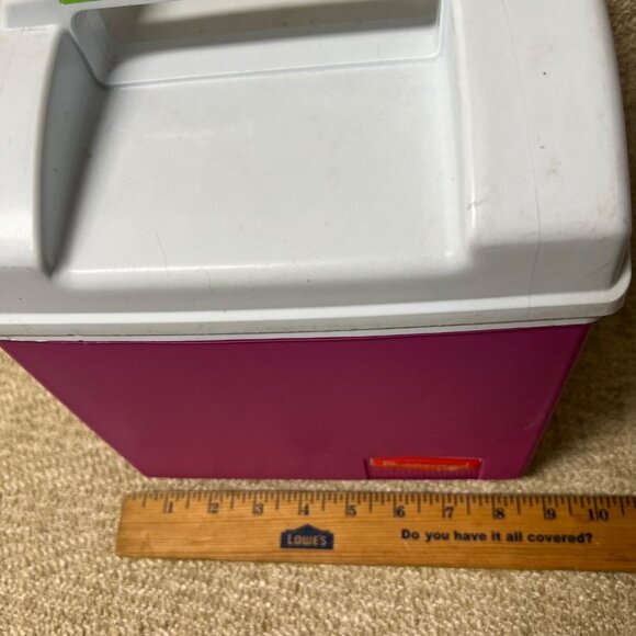 Vtg. Rubbermaid Sidekick Pink,White & Green Plastic Hard Sides Lunch Box- Lockin - Picture 8 of 9